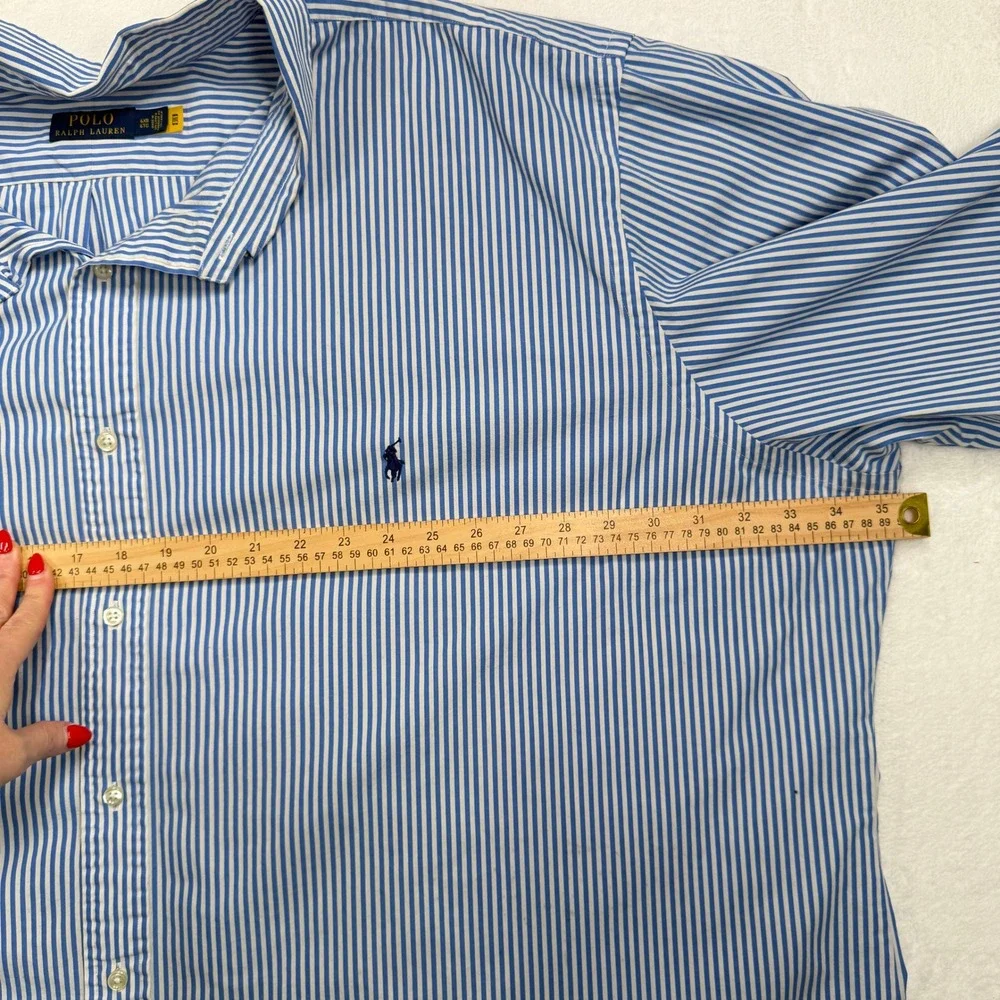 Polo Ralph Lauren 6XB Button Down Shirt Classic Striped Big and Tall Blue White